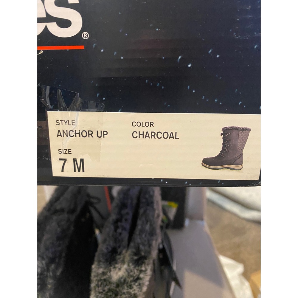 Totes Anchor Up‎ Charcoal Gray Waterproof Winter Boots Faux Fur Trim Women's 7M - Picture 7 of 8